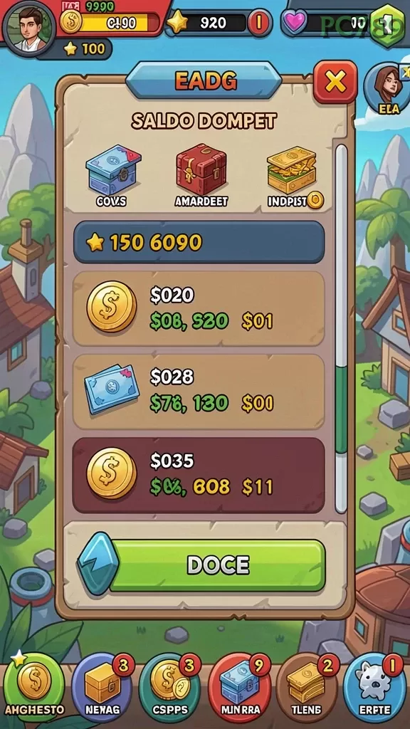 Cuplikan layar PROMO — menu navigasi